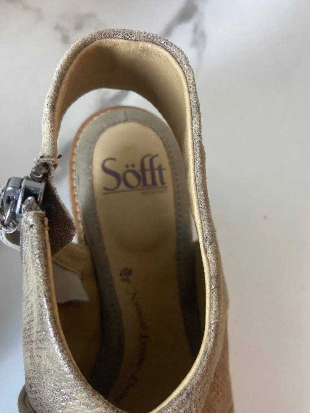 Söfft Natalia Smoke Metallic Suede Sandals Women’s Size 6.5 M